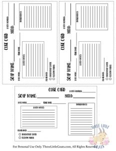 Free Soaping Printables to include free recipes and free printable cure cards!